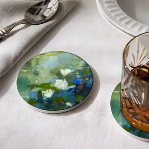 Water Lilies 1 Ceramic Coaster (Round)