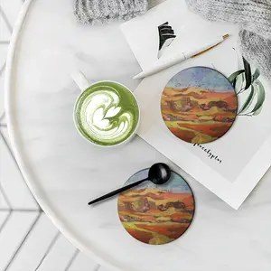 Mountain Range Ceramic Coaster (Round)