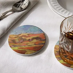 Mountain Range Ceramic Coaster (Round)