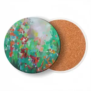 Summer Flowers Ceramic Coaster (Round)