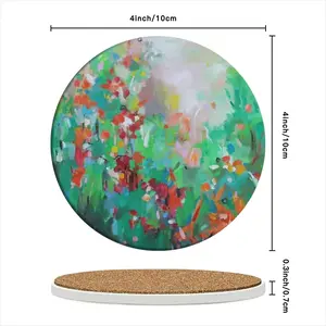 Summer Flowers Ceramic Coaster (Round)