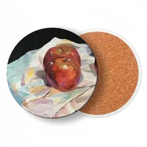 Apples On A Table Ceramic Coaster (Round)