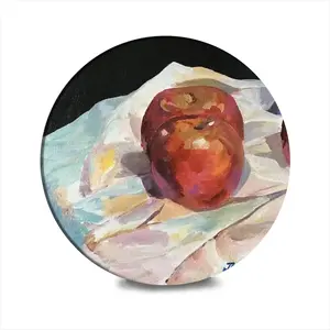 Apples On A Table Ceramic Coaster (Round)