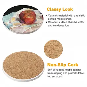 Apples On A Table Ceramic Coaster (Round)