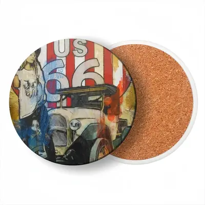 Route 66 Ceramic Coaster (Round)