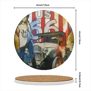 Route 66 Ceramic Coaster (Round)