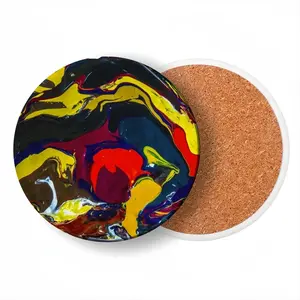 Running In Paint Ceramic Coaster (Round)