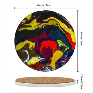 Running In Paint Ceramic Coaster (Round)