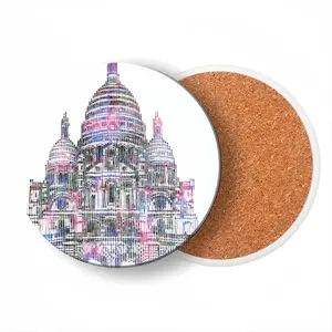 The Sacred Heart Of Paris On The Hill Of Montmartre Ceramic Coaster (Round)