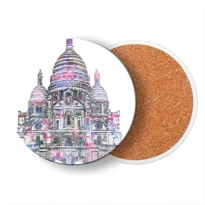 The Sacred Heart Of Paris On The Hill Of Montmartre Ceramic Coaster (Round)