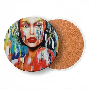 Summer Rain Ceramic Coaster (Round)