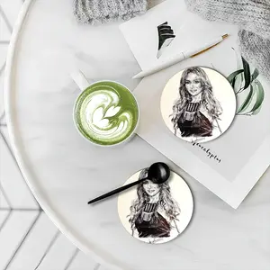 Ms Lopez Ceramic Coaster (Round)