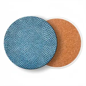 Holes Blue Ceramic Coaster (Round)