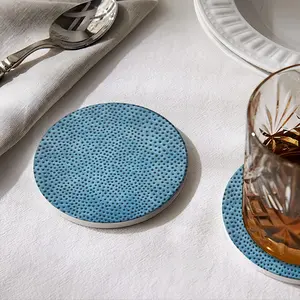 Holes Blue Ceramic Coaster (Round)