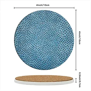 Holes Blue Ceramic Coaster (Round)