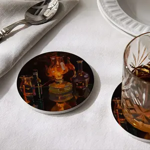 A Candle Burned Ceramic Coaster (Round)