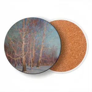 Frosty Evening Ceramic Coaster (Round)