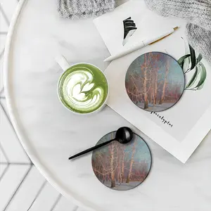 Frosty Evening Ceramic Coaster (Round)