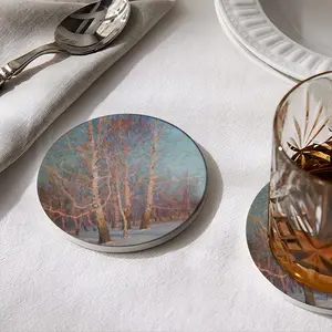 Frosty Evening Ceramic Coaster (Round)