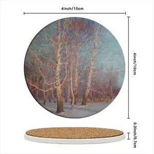 Frosty Evening Ceramic Coaster (Round)