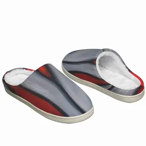 Men Red Flower Winter Cotton Slippers