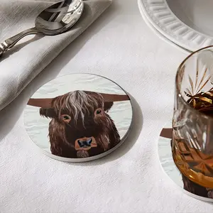 Bull - Red Bull Taurus Animals Buffalo Wild Ceramic Coaster (Round)