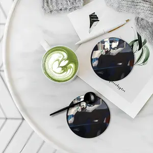 Black Ceramic Coaster (Round)