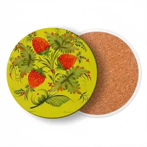 Raspberry Ceramic Coaster (Round)