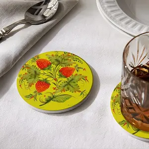 Raspberry Ceramic Coaster (Round)