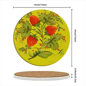 Raspberry Ceramic Coaster (Round)