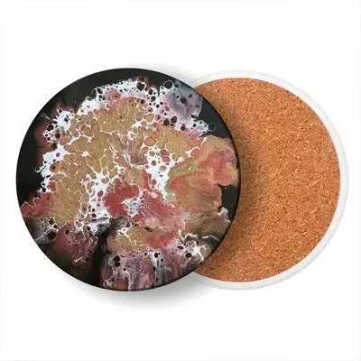 Hydrangea Gold Ceramic Coaster (Round)