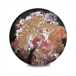 Hydrangea Gold Ceramic Coaster (Round)