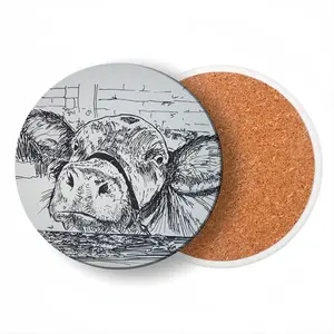 Kilroy Cow Ceramic Coaster (Round)