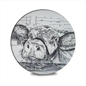 Kilroy Cow Ceramic Coaster (Round)