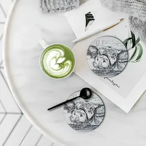 Kilroy Cow Ceramic Coaster (Round)