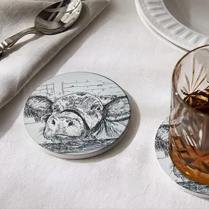 Kilroy Cow Ceramic Coaster (Round)