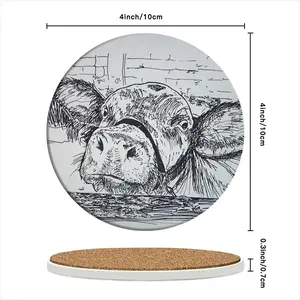 Kilroy Cow Ceramic Coaster (Round)