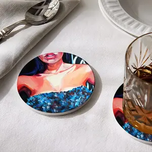 Swimming Costume Ceramic Coaster (Round)