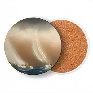 Sailboats J12 In Storm Ceramic Coaster (Round)