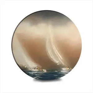 Sailboats J12 In Storm Ceramic Coaster (Round)