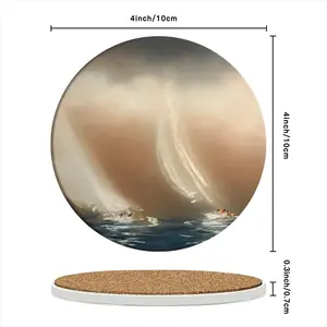 Sailboats J12 In Storm Ceramic Coaster (Round)