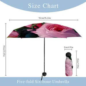 Pink Rose Manual Umbrella (Mini)