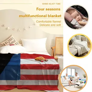 Pubic Flag United States Flannel Blanket (Multi-Size, Horizontal)