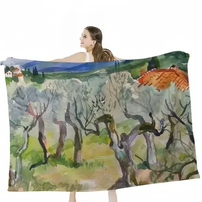 Olive Trees Flannel Blanket (Multi-Size, Horizontal)