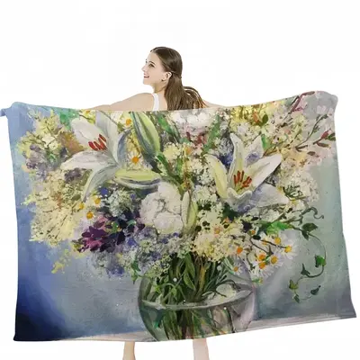 Summer Flowers Flannel Blanket (Multi-Size, Horizontal)