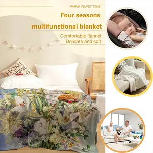 Summer Flowers Flannel Blanket (Multi-Size, Horizontal)