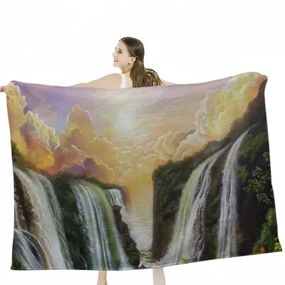 Among The Waterfalls Flannel Blanket (Multi-Size, Horizontal)