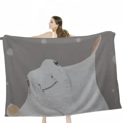 Smiling Stingray Portraiture Impressionism Watercolor Flannel Blanket (Multi-Size, Horizontal)