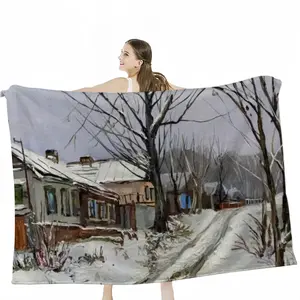 Traditional Russian Village Flannel Blanket (Multi-Size, Horizontal)