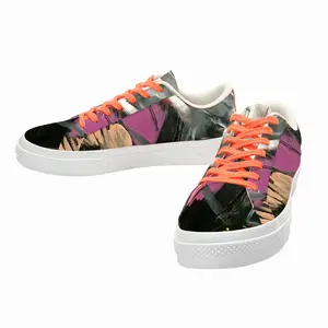 Men Black Rose Low Top Canvas Shoes